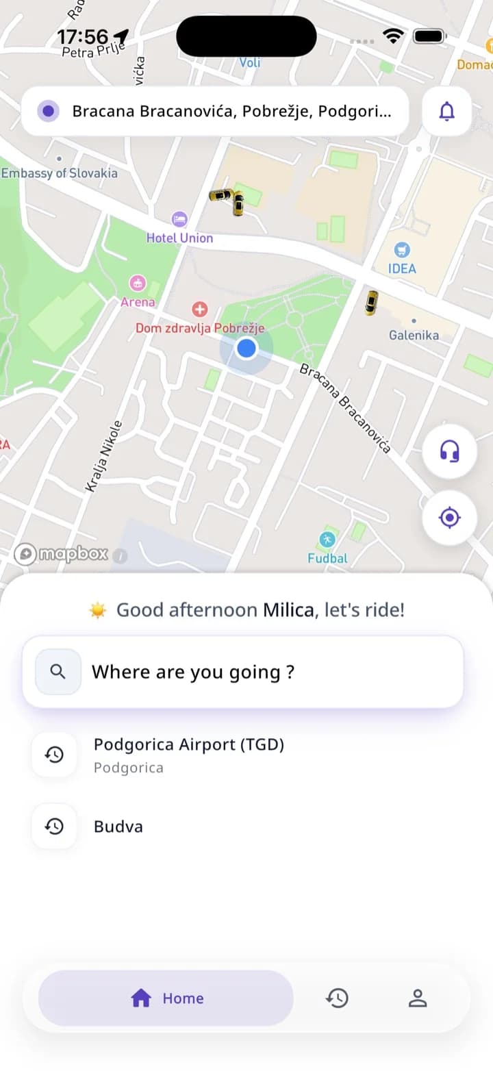 MonteGO home screen — where are you going?